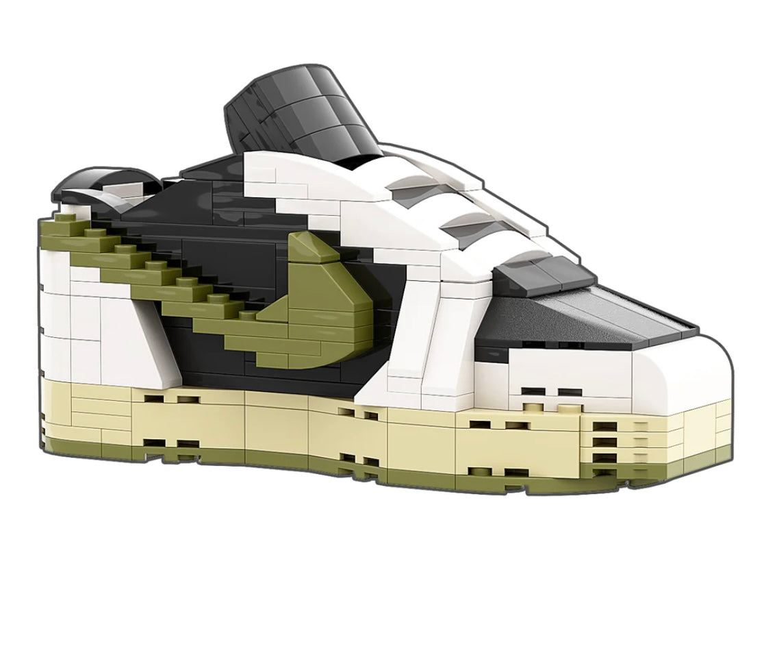 REGULAR "AJ1 Travis Scott Olive Low" Sneaker Bricks with Mini Figure