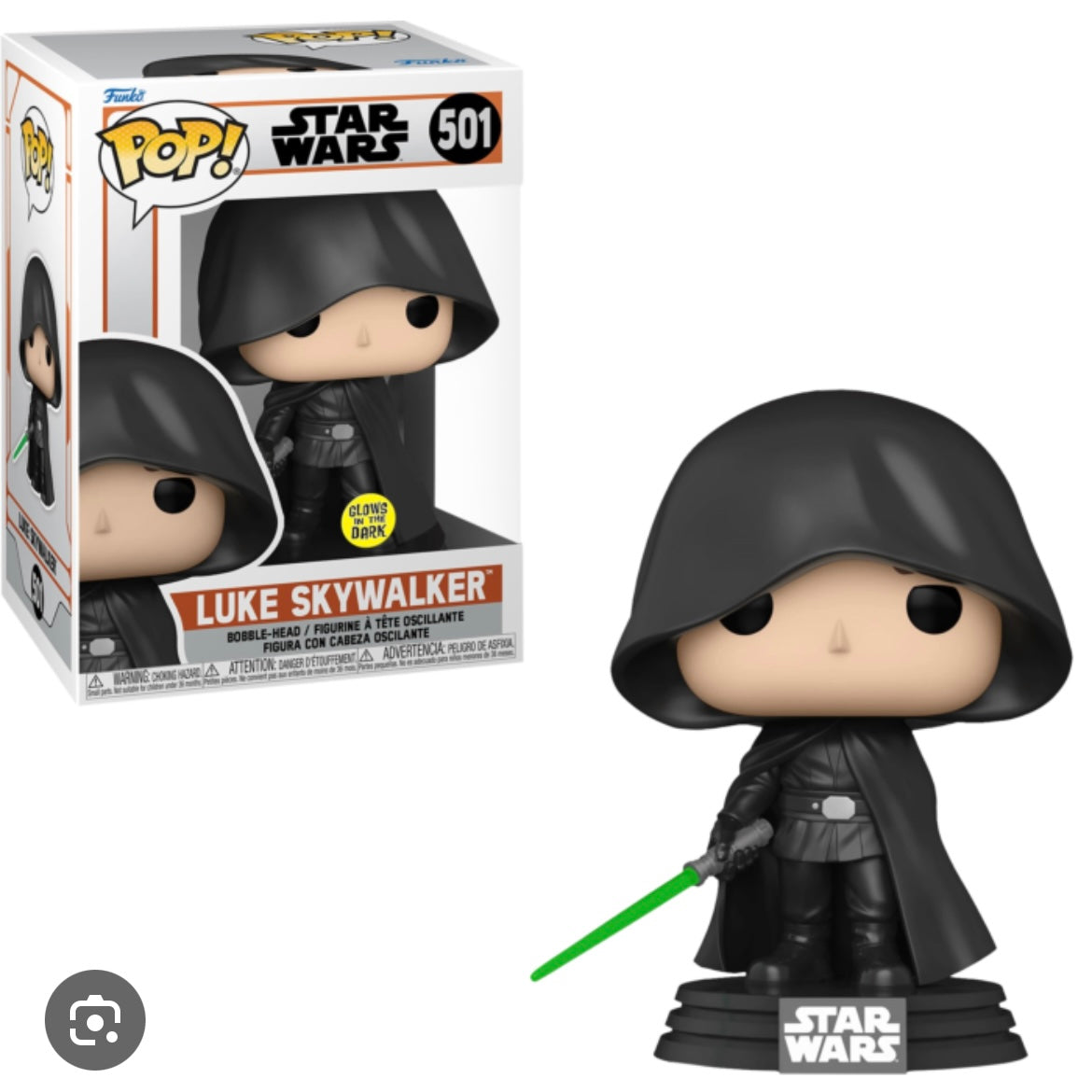Funko POP! Star Wars: The Mandalorian – Hooded Luke Skywalker (GITD) #501 Bobble-Head Exclusive