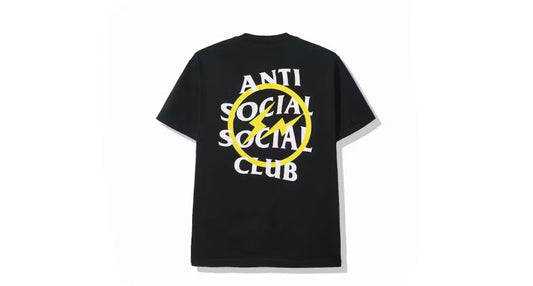 Anti Social Social Club x Fragment Yellow Bolt Tee Black