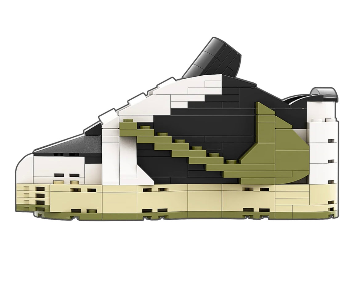 REGULAR "AJ1 Travis Scott Olive Low" Sneaker Bricks with Mini Figure