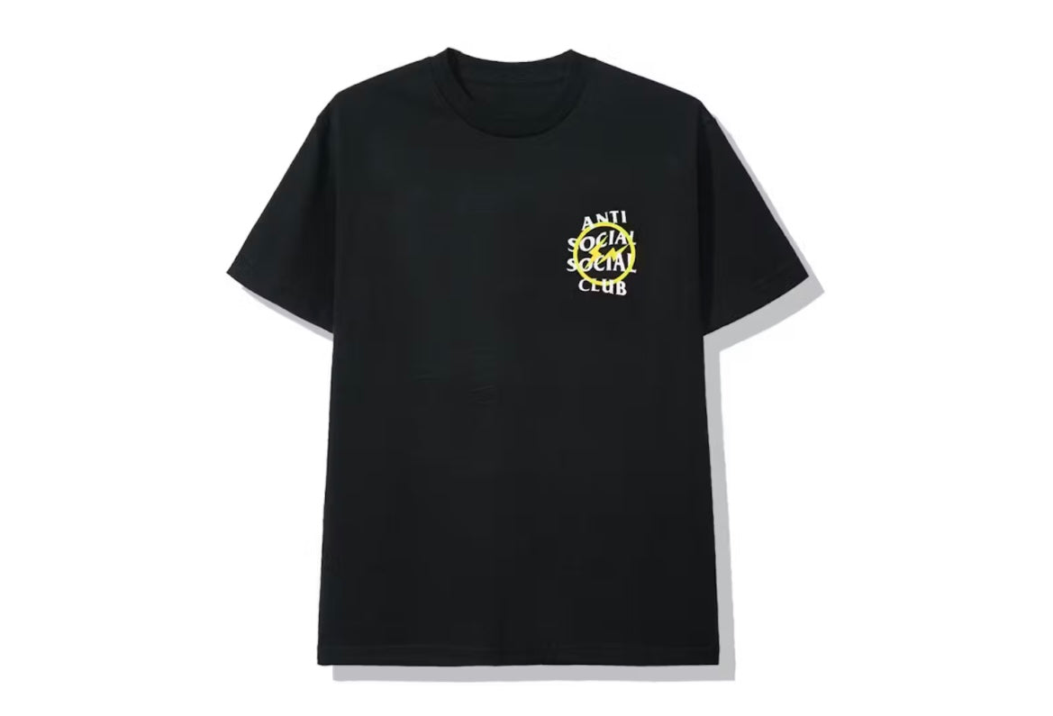 Anti Social Social Club x Fragment Yellow Bolt Tee Black