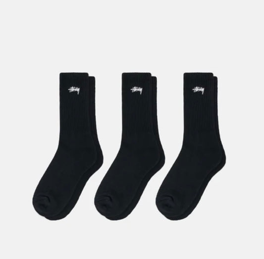 Stussy Black Stock Crew Socks Pack of 3