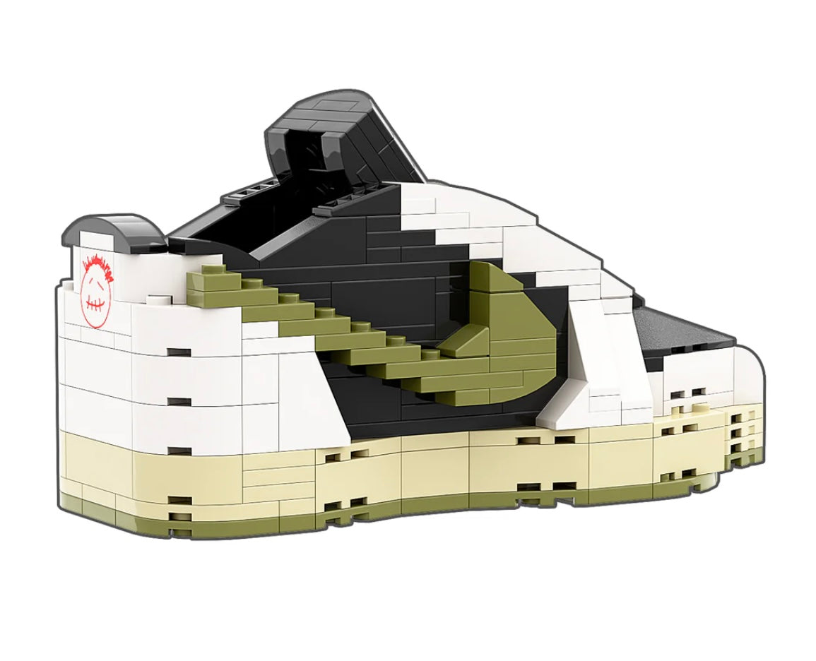 REGULAR "AJ1 Travis Scott Olive Low" Sneaker Bricks with Mini Figure