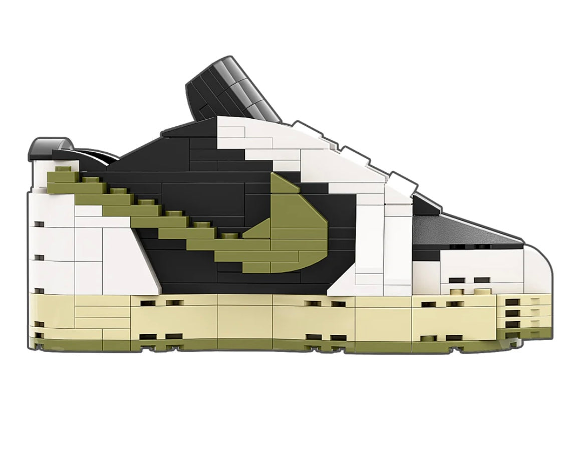 REGULAR "AJ1 Travis Scott Olive Low" Sneaker Bricks with Mini Figure