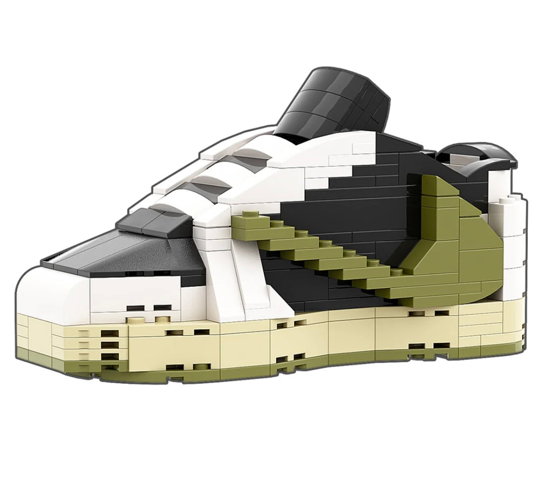REGULAR "AJ1 Travis Scott Olive Low" Sneaker Bricks with Mini Figure