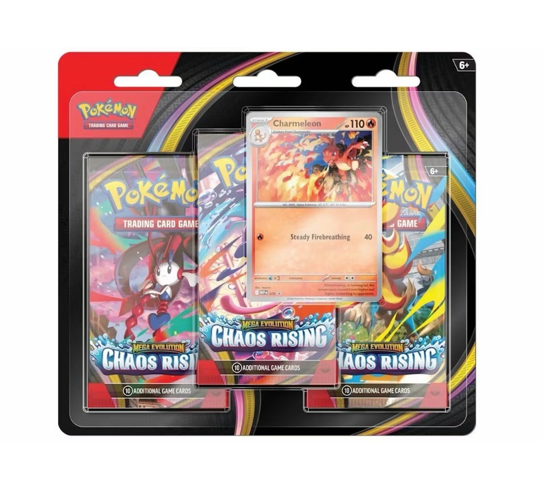 2026 Pokémon Mega Evolution Chaos Rising Charmeleon 3 Pack Blister