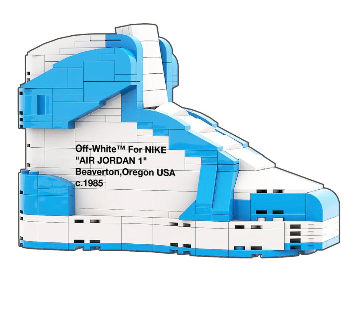 "AJ1 Off-White UNC" Sneaker Bricks with Mini Figure