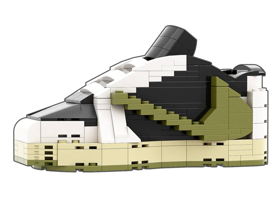 REGULAR "AJ1 Travis Scott Olive Low" Sneaker Bricks with Mini Figure