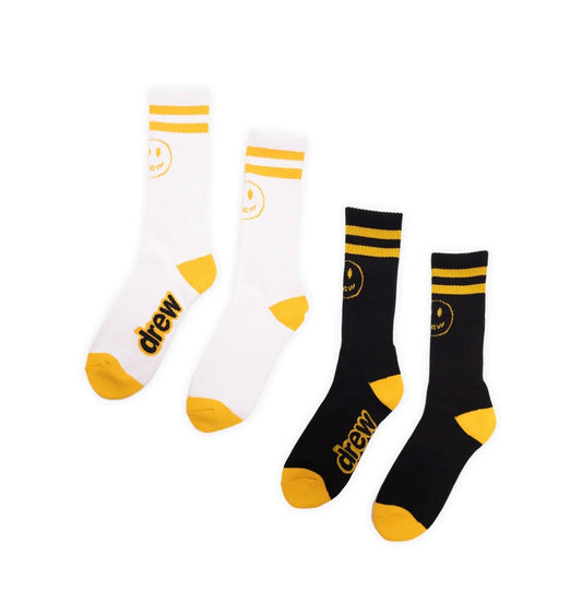 Drew Mascot Stripe Socks Pack of 2 (black&white)