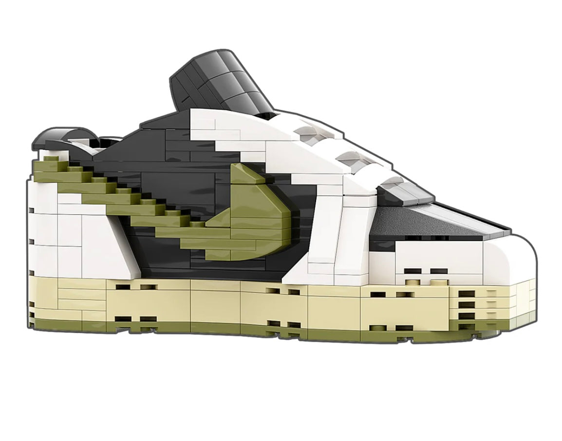 REGULAR "AJ1 Travis Scott Olive Low" Sneaker Bricks with Mini Figure