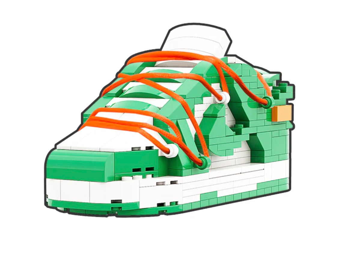 "SB Dunk Off-White Pine Green" Sneaker Bricks with Mini Figure