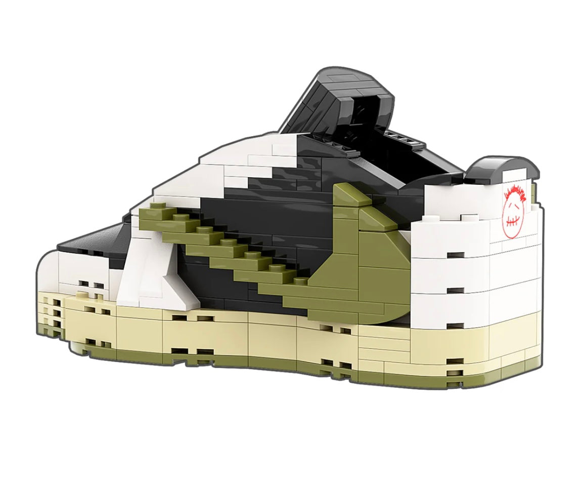REGULAR "AJ1 Travis Scott Olive Low" Sneaker Bricks with Mini Figure
