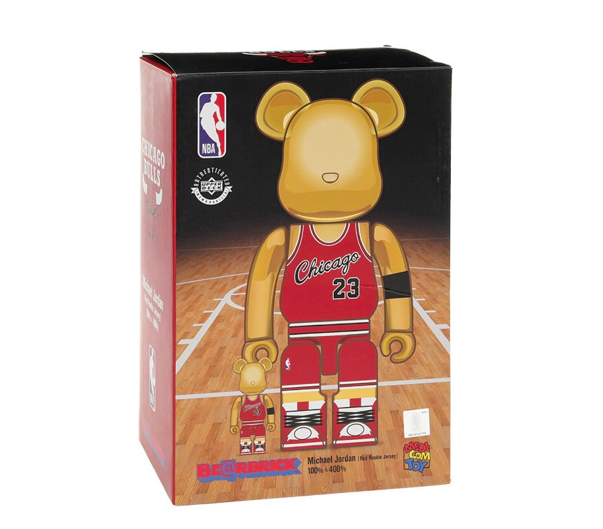 Bearbrick Michael Jordan 1985 Rookie Jersey 100% & 400% Set Gold Chrome