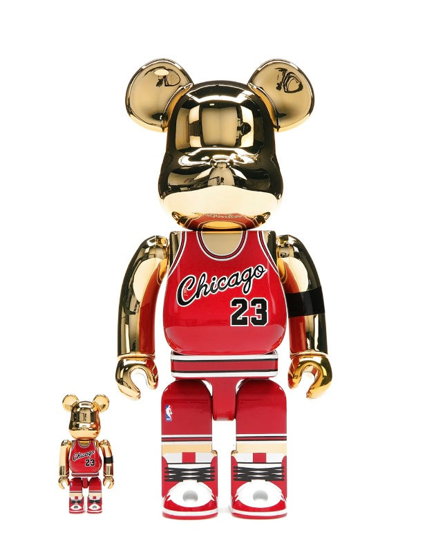 Bearbrick Michael Jordan 1985 Rookie Jersey 100% & 400% Set Gold Chrome