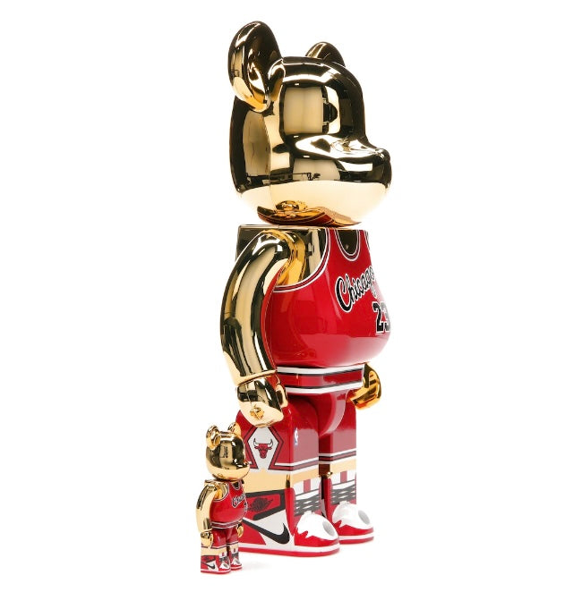 Bearbrick Michael Jordan 1985 Rookie Jersey 100% & 400% Set Gold Chrome