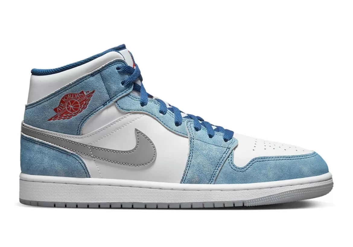 Jordan 1 Mid French Blue Fire Red