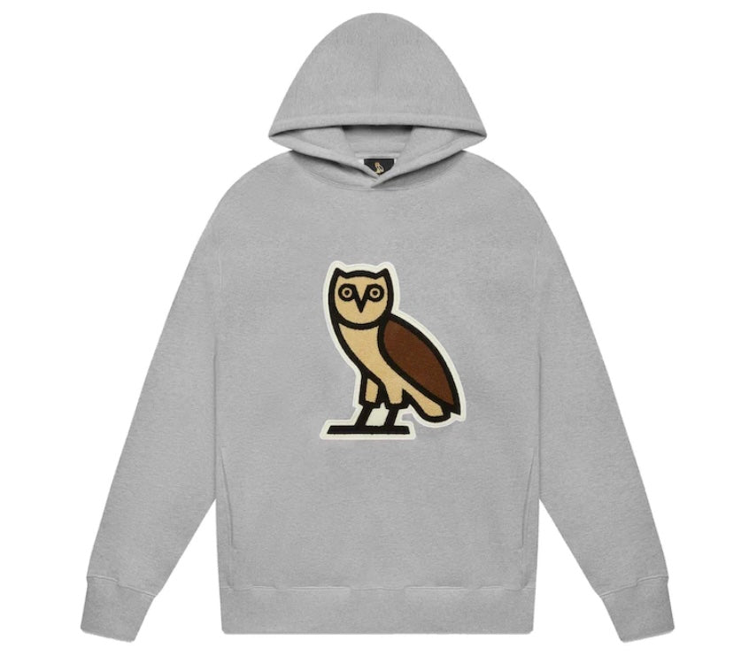 OVO Chenille Bubble Owl Hoodie Heather Grey