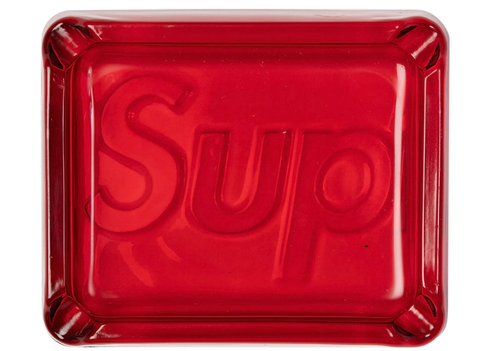 Supreme Debossed Glass Ashtray Red