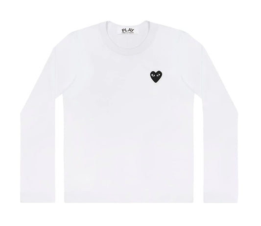 Comme des Garcons PLAY Play Embroidered Black Heart Long Sleeve T-shirt White